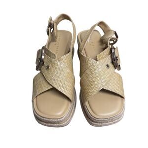 MARC FISHER LTD Renda‎ Slingback Espadrille
Platform Wedge Sandal Sz 8M Beige